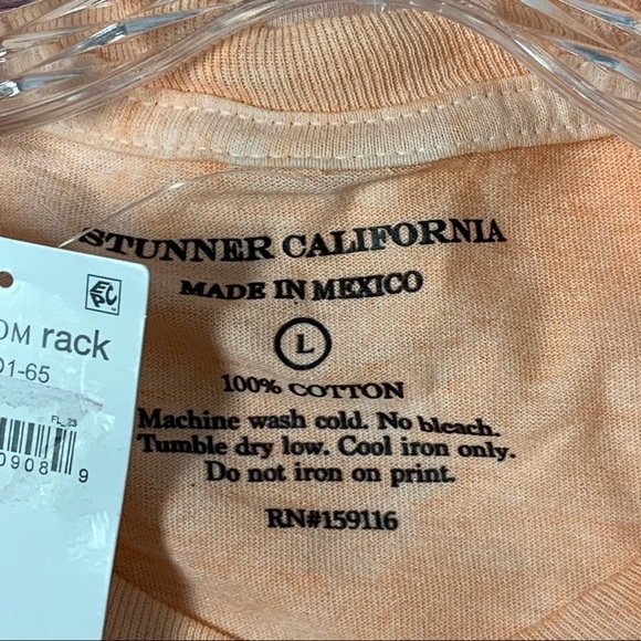 Stunner California |Women's Size L| Peach/Pink "LOVE" Cropped Tie Dye Tee NWT - Picture 7 of 8